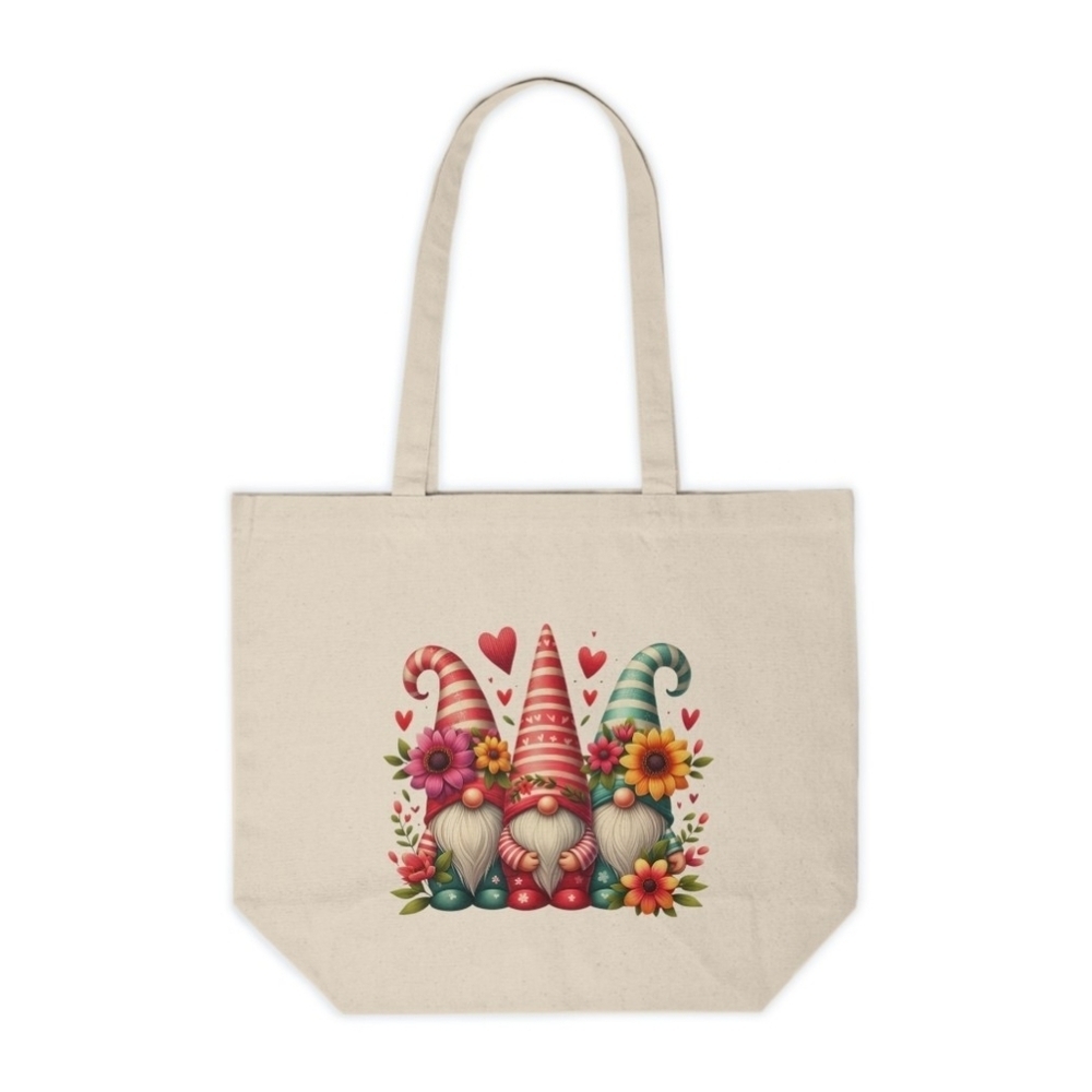 Floral Garden Gnome Custom Canvas Tote Bag